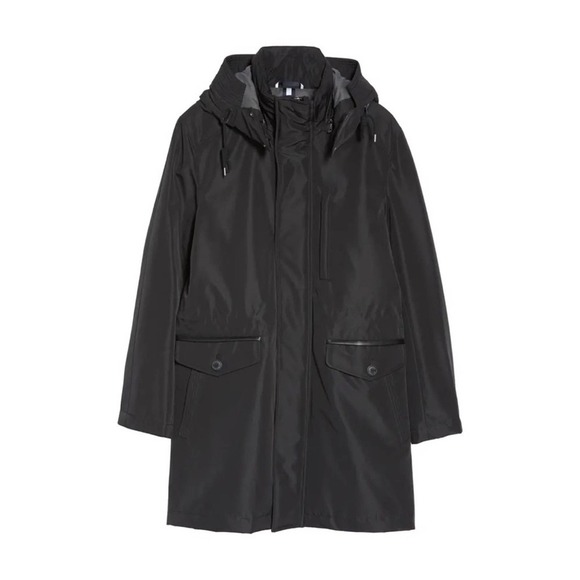 Cole Haan Mens Black Insulated Water Resistant Detachable Hood Car Coat Sz Small - Picture 12 of 12